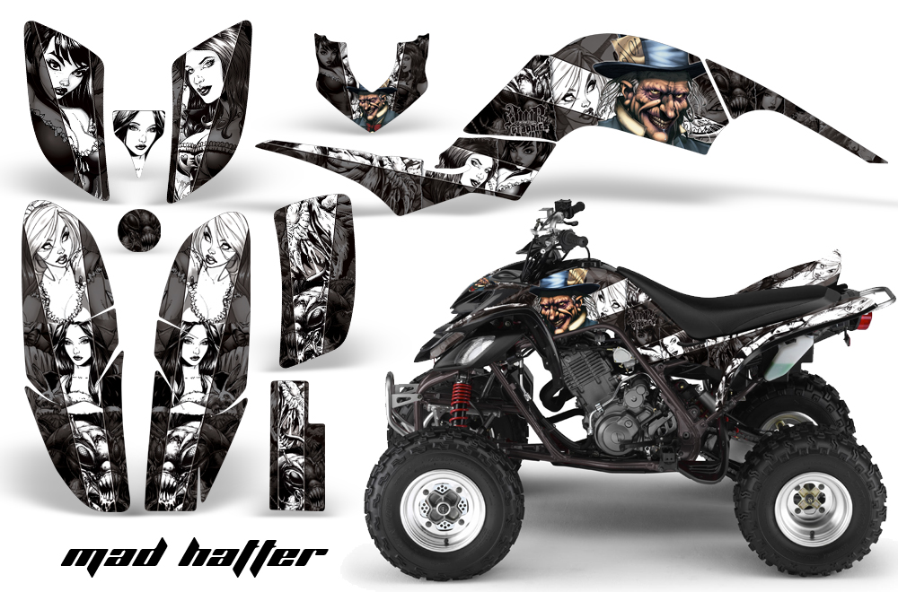 Yamaha Raptor 660 Graphics MadHatter Black Whitestripe